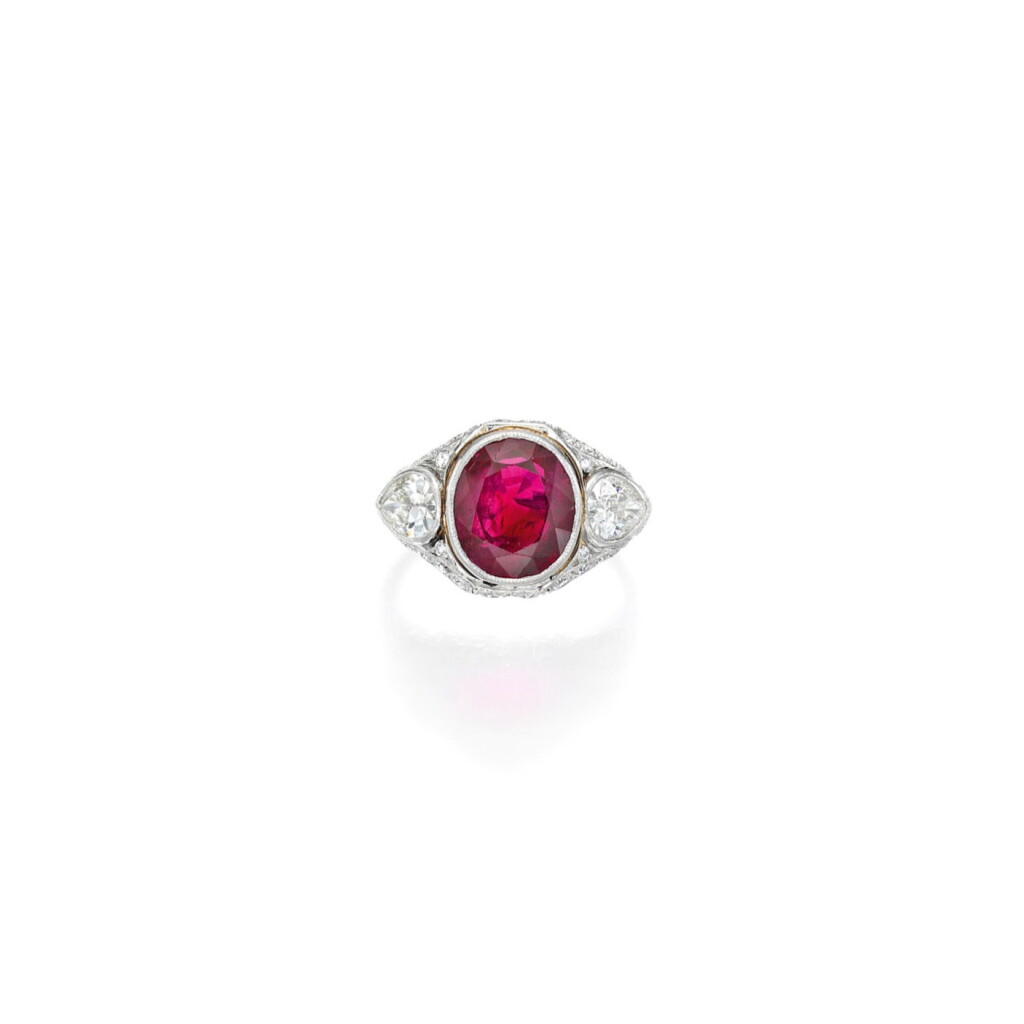 View full screen - View 1 of Lot 52. Ruby and Diamond Ring.