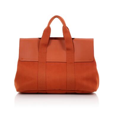 View full screen - View 1 of Lot 78. Orange Toile and Swift Valparaiso MM Palladium Hardware (Borsa Valparaiso in tessuto arancione).