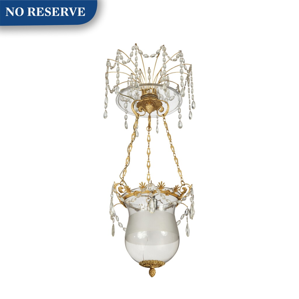 View full screen - View 1 of Lot 252. A Continental Gilt Bronze-Mounted Cut and Frosted Glass Hanging Lantern, 19th Century.