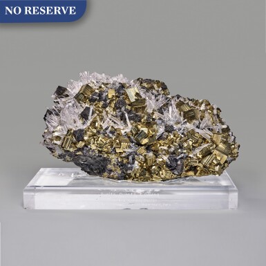 View full screen - View 1 of Lot 184. Pyrite with Quartz and Galena.