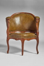 A Louis XV Walnut Fauteuil de Bureau attributed to Etienne Meunier, Circa 1745