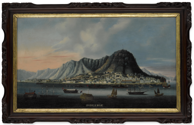 View full screen - View 1 of Lot 1196. A VIEW OF HONG KONG FROM THE HARBOR QING DYNASTY, 1860S | 清 1860年代 香港維多利亞港遠眺 油彩 裝框.