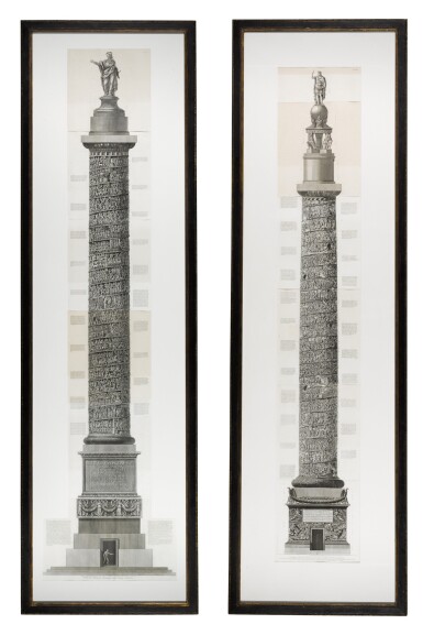 View full screen - View 1 of Lot 69. Francesco Piranesi (1756-1810), Two etchings of Roman columns, late 18th century.