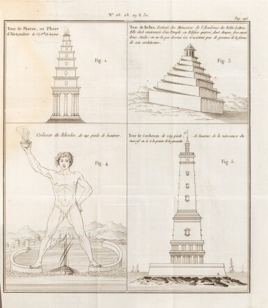 View full screen - View 1 of Lot 108. Mémoires relatifs à la marine. Paris, 1800. 4 volumes in-8. Édition originale, illustrée de 58 planches..