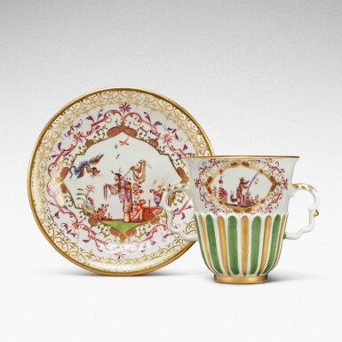 View full screen - View 1 of Lot 84. A Meissen two-handled beaker and stand, Circa 1725 .