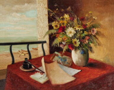 View full screen - View 1 of Lot 525. Nature morte devant la plage.