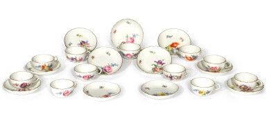 View full screen - View 1 of Lot 57. Eleven Meissen neu Brandenstein moulded small teacups and saucers, circa 1930.