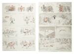 H.M. Bateman | "The Contest", 1919, pen ink and watercolour, framed and glazed
