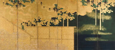 View full screen - View 1 of Lot 5. Anonymous | Grapevines among bamboo trellis | Momoyama period, late 16th - early 17th century .