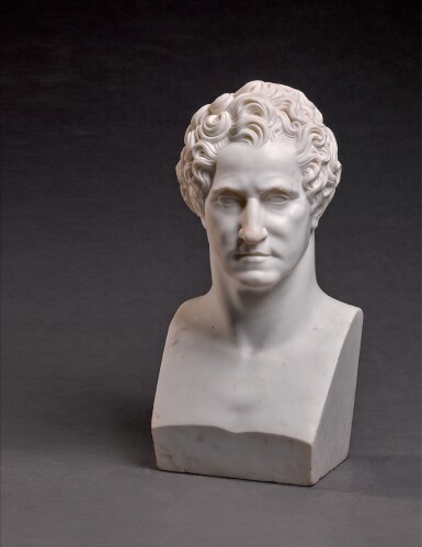 View full screen - View 1 of Lot 127. AFTER A MODEL BY GIUSEPPE CERACCHI (1751-1802), ITALIAN, CIRCA 1816 | HERM PORTRAIT BUST OF GEORGE WASHINGTON.