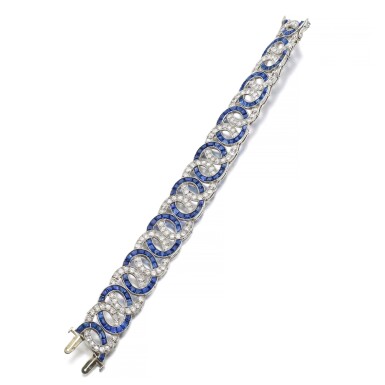 View full screen - View 1 of Lot 1031. Sapphire and diamond bracelet.