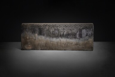 View full screen - View 1 of Lot 521. An impressed gray pottery 'warrior, horse, and phoenix' tomb tile, Western Han dynasty .