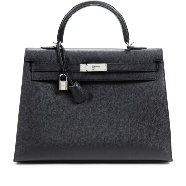 View full screen - View 1 of Lot 12. Black Epsom Kelly 35 Sellier Palladium Hardware, 2011.