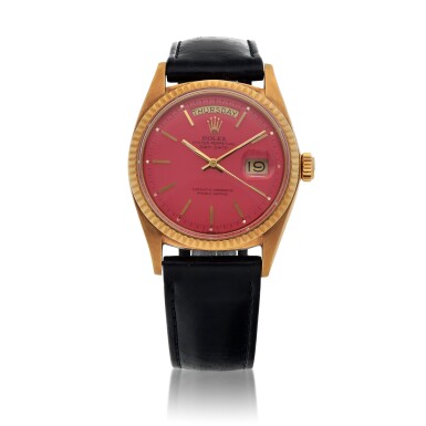 View full screen - View 1 of Lot 609. 'Stella' Day-Date, Ref. 1803 Yellow gold wristwatch with day, date, bracelet and Stella dial Circa 1971.