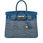 Limited Edition Bleu Thalassa Evercalf Vibrato Birkin 35 Brushed Gold Hardware, 2003