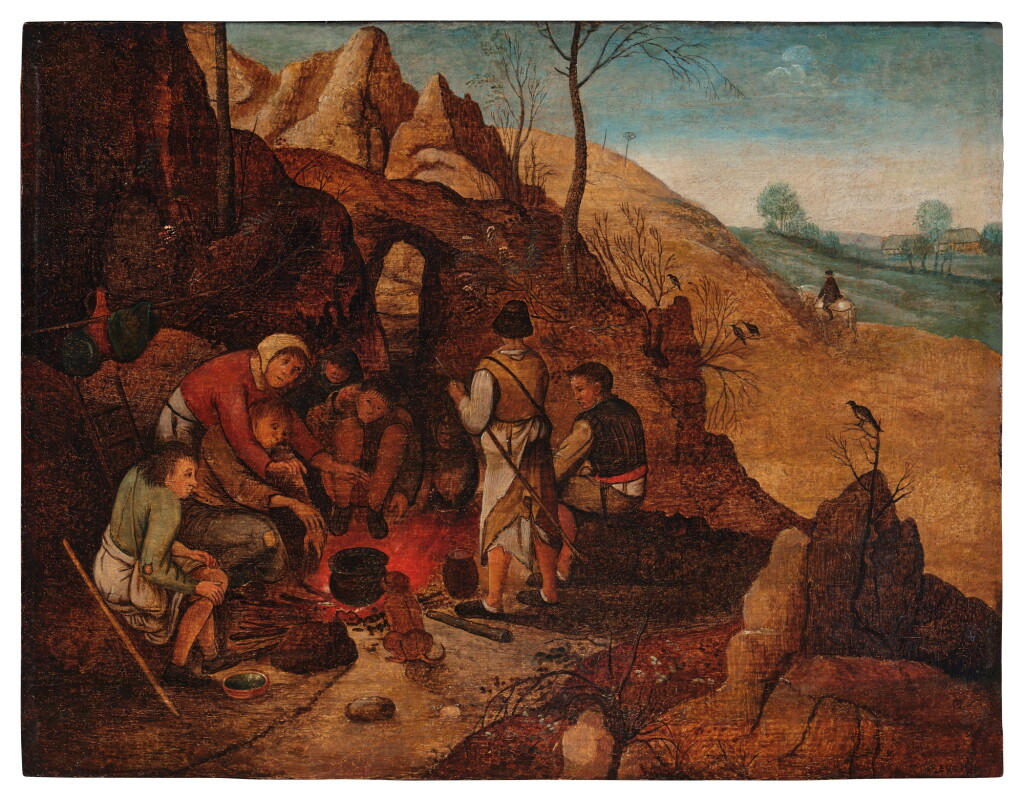 View full screen - View 1 of Lot 17. Peasants Gathered Around a Campfire.