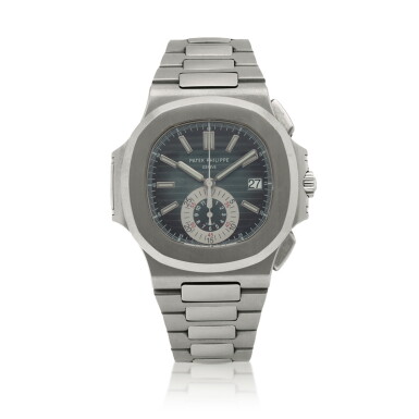 View full screen - View 1 of Lot 128. 'Geneva Seal' Nautilus Chronograph, Ref. 5980/1A-001 Stainless steel chronograph wristwatch with date and bracelet Circa 2007 | 百達翡麗 | 5980/1A-001型號「'Geneva Seal' Nautilus Chronograph」精鋼計時鍊帶腕錶備日期顯示,年份約2007.