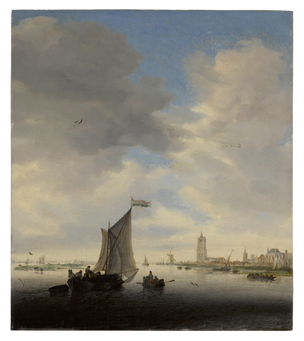 View full screen - View 1 of Lot 323. Ships on the Boven-Merwede with Gorinchem in the Distance.