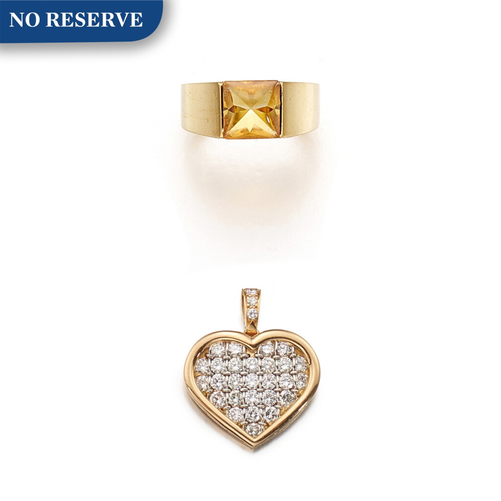 View full screen - View 1 of Lot 1202. CARTIER | CITRINE RING; AND DIAMOND PENDANT | 卡地亞 | 黃水晶戒指;及 鑽石吊墜.