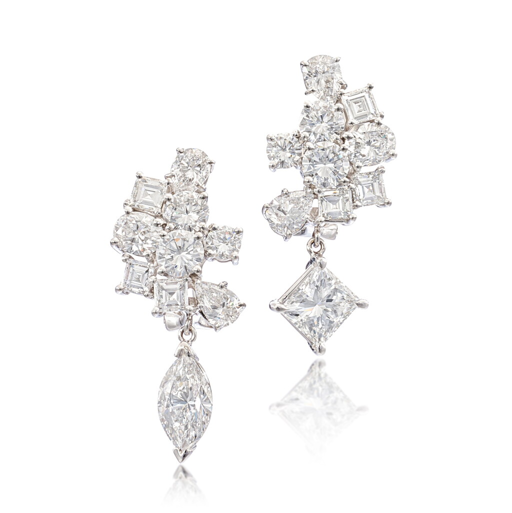 View full screen - View 1 of Lot 1838. Pair of Diamond Ear Clips | 鑽石 耳夾 一對.