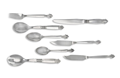 View full screen - View 1 of Lot 148. A set of Acanthus pattern silver flatware, Georg Jensen, Copenhagen, 20th century,.