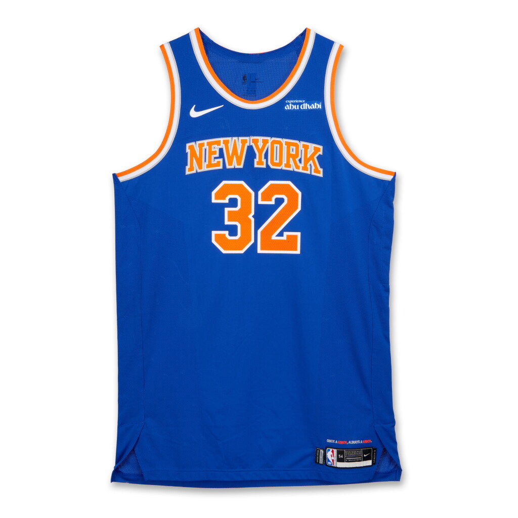 View full screen - View 1 of Lot 26. Karl-Anthony Towns New York Knicks 2024-2025 Game Worn Icon Edition Jersey | Double-Double.