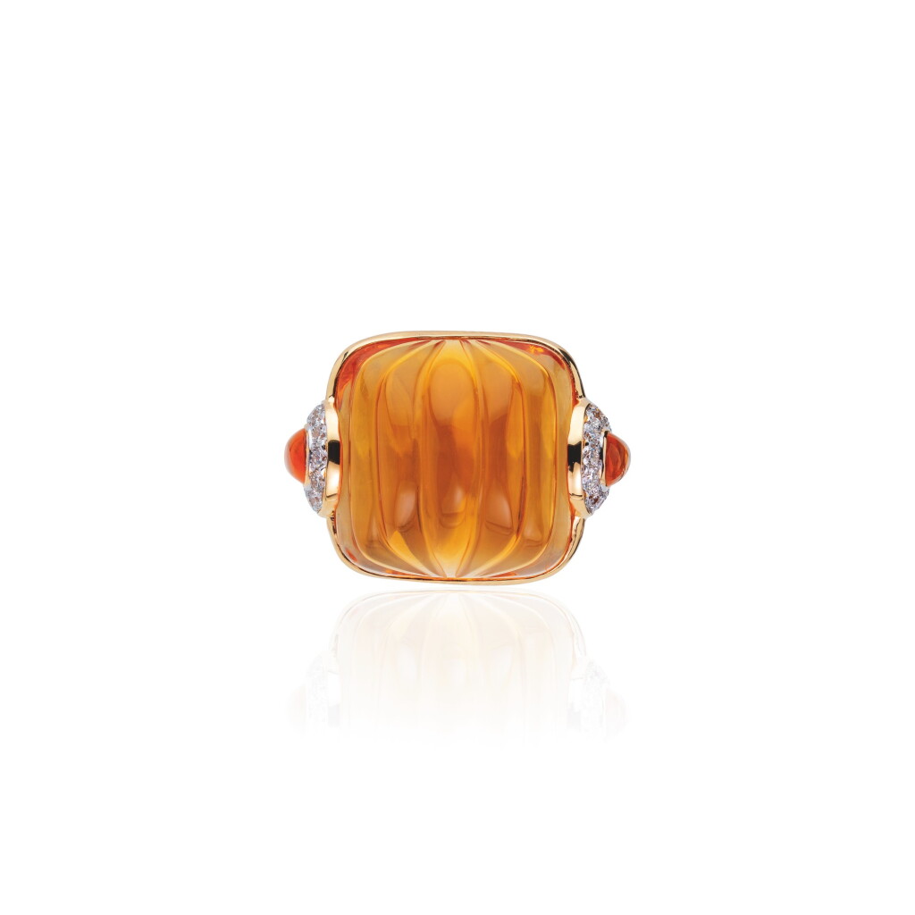 View full screen - View 1 of Lot 23. CITRINE AND DIAMOND RING, MICHELE DELLA VALLE.