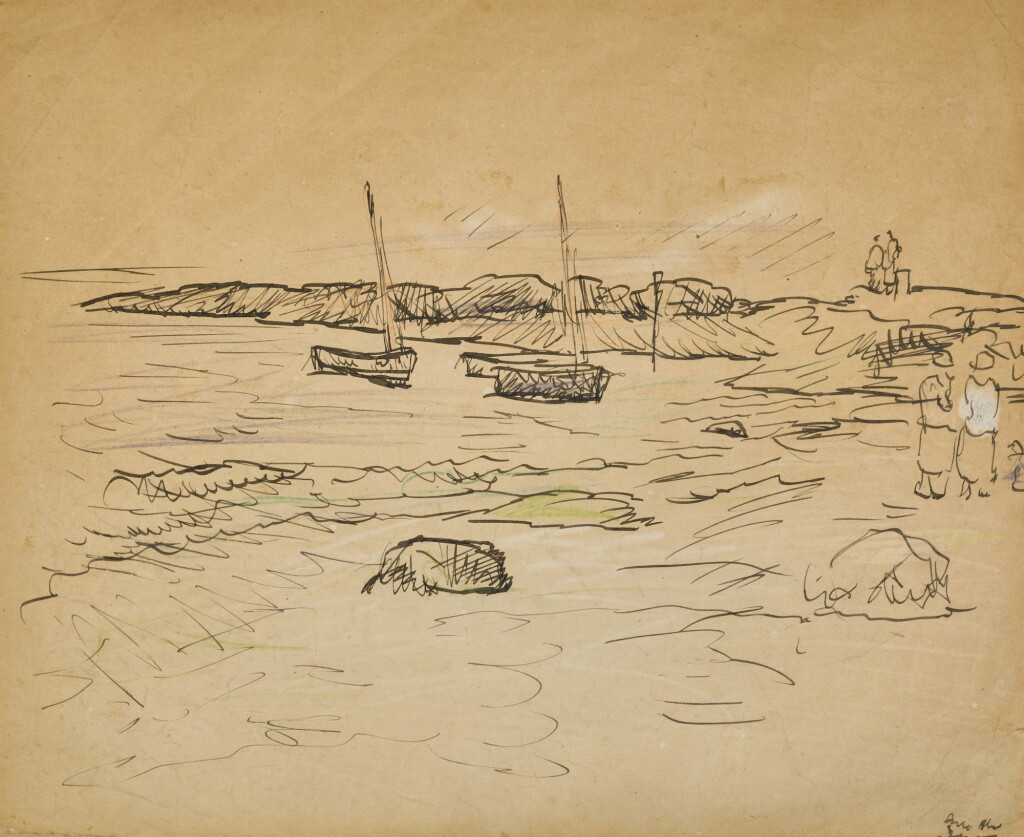 View full screen - View 1 of Lot 227. A Beach and Boats.
