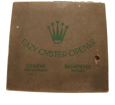 View full screen - View 1 of Lot 182. ROLEX | EASY OYSTER OPENER, REFERENCE 1001 A STEEL CASE OPENER WITH 11 CAST FOR VARIOUS CASE SIZES, 5 ADAPTORS FOR VARIOUS CASE BACK SIZES AND ORIGINAL FITTED BOX CIRCA 1960.