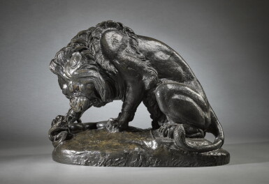View full screen - View 1 of Lot 28. Lion au serpent, chef-modèle (Lion and serpent).