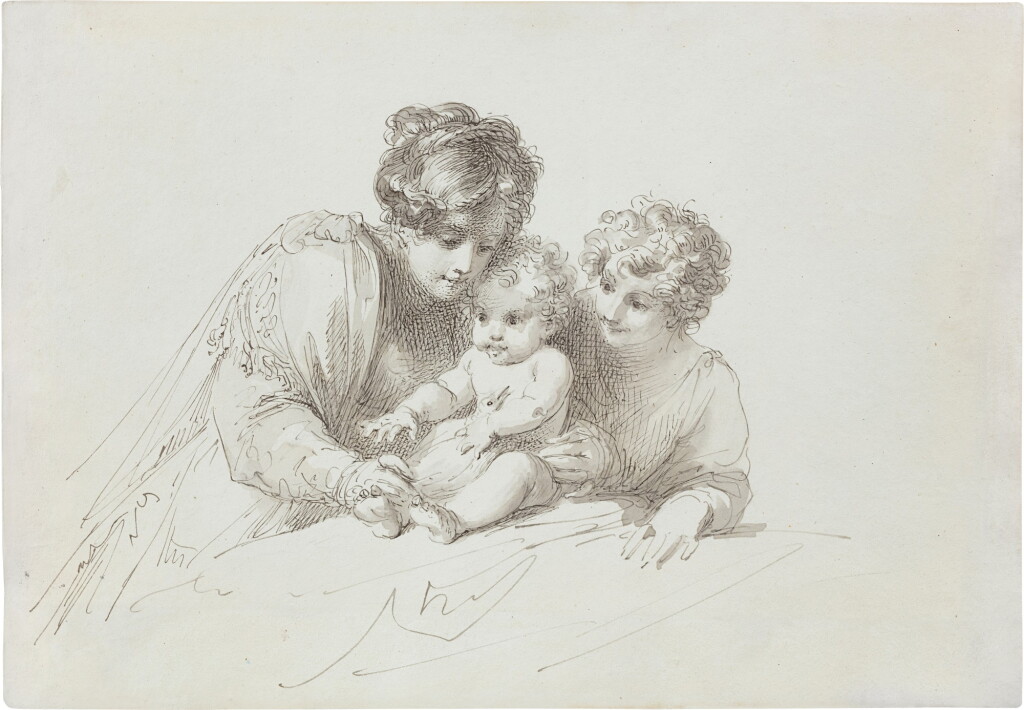 View full screen - View 1 of Lot 46. A woman with a baby and a child.