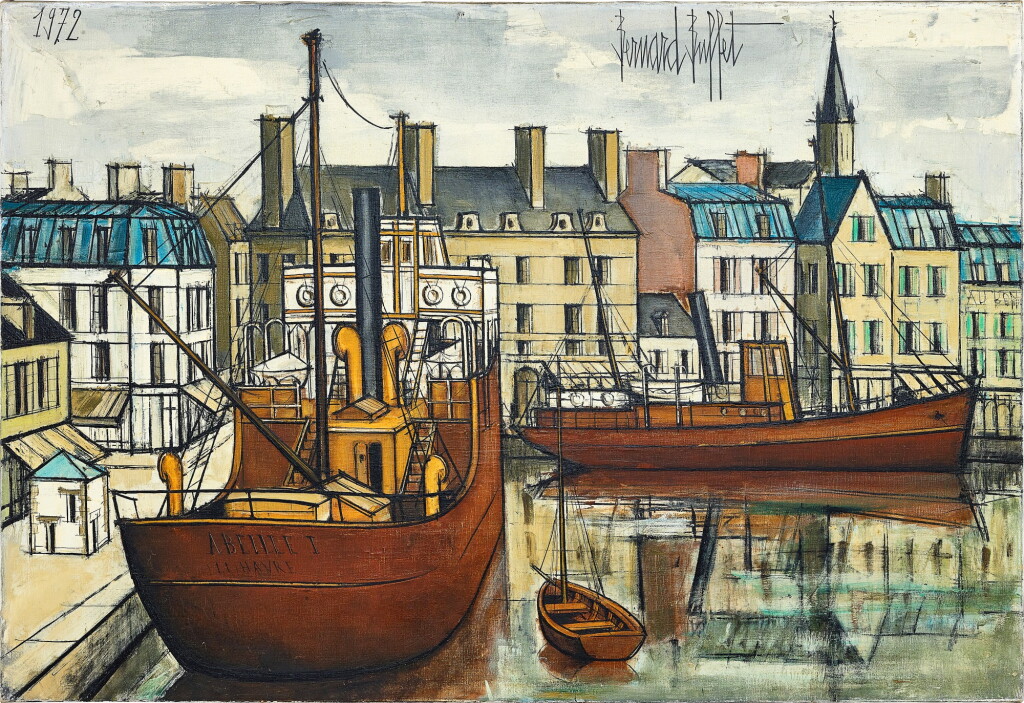 View full screen - View 1 of Lot 1056. Bernard Buffet 貝爾納・布菲 | Paimpol, remorqueurs dans le bassin 潘波勒,港口拖船.