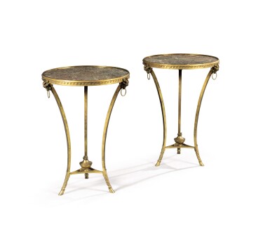 View full screen - View 1 of Lot 113. A pair of Directoire-style gilt-bronze guéridons, 20th century.