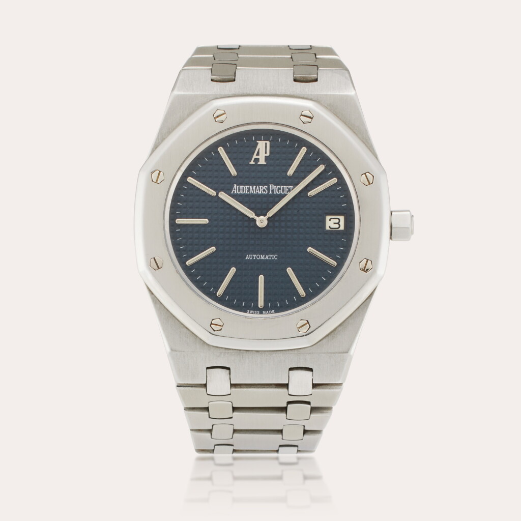 View full screen - View 1 of Lot 162. Reference 5402ST Jumbo Royal Oak 'A-Series' | A stainless steel automatic wristwatch with date and bracelet, Circa 1972.