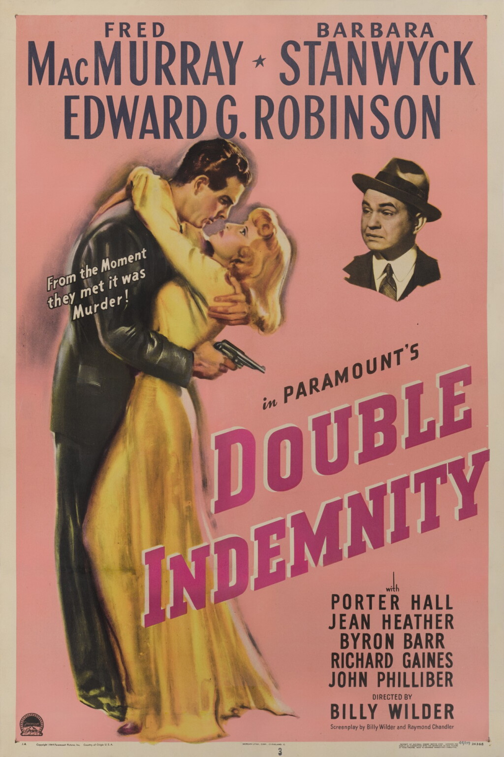 View full screen - View 1 of Lot 59. DOUBLE INDEMNITY (1944) POSTER, US.