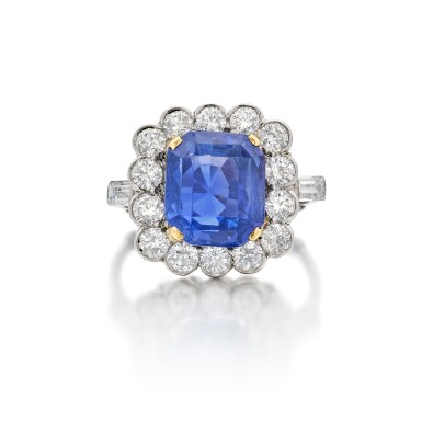 View full screen - View 1 of Lot 34. Sapphire and Diamond Ring.