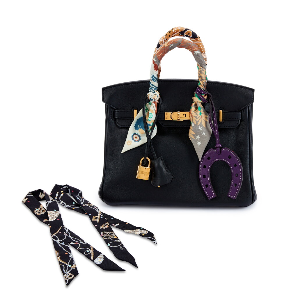 View full screen - View 1 of Lot 6199. Black Swift Birkin 25 Gold Hardware, 2016, Twillies and Horseshoe Bag Charm.