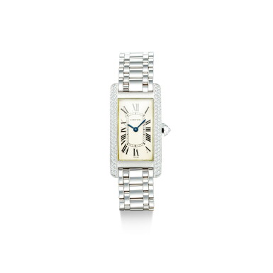 View full screen - View 1 of Lot 1108. CARTIER | TANK AMÉRICAINE, REFERENCE 1713, A WHITE GOLD AND DIAMOND-SET WRISTWATCH WITH BRACELET, CIRCA 2000.