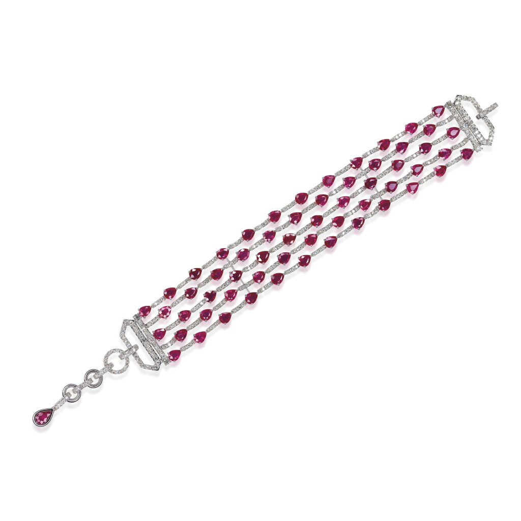 View full screen - View 1 of Lot 3. RUBY AND DIAMOND BRACELET, MICHELE DELLA VALLE.
