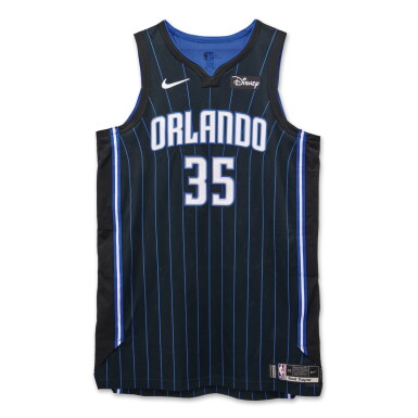 View full screen - View 1 of Lot 187. Goga Bitadze Orlando Magic 2024 NBA Playoffs Eastern Conference Round 1 Game Worn Icon Edition Jersey | Game 1 and 2 | Matched to 2 Games .