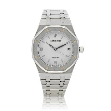 View full screen - View 1 of Lot 104. 'No. 001' Royal Oak, Ref. 14790PT Possibly unique platinum wristwatch with date and bracelet Circa 1994 | 愛彼 | 14790PT型號「'No. 001' Royal Oak」鉑金鍊帶腕錶備日期顯示,年份約1994,可能為孤品.