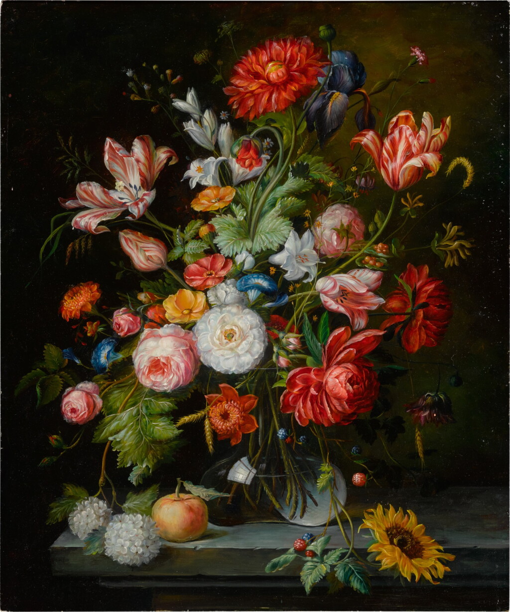 View full screen - View 1 of Lot 498. Still Life with Flowers in a Glass Vase.