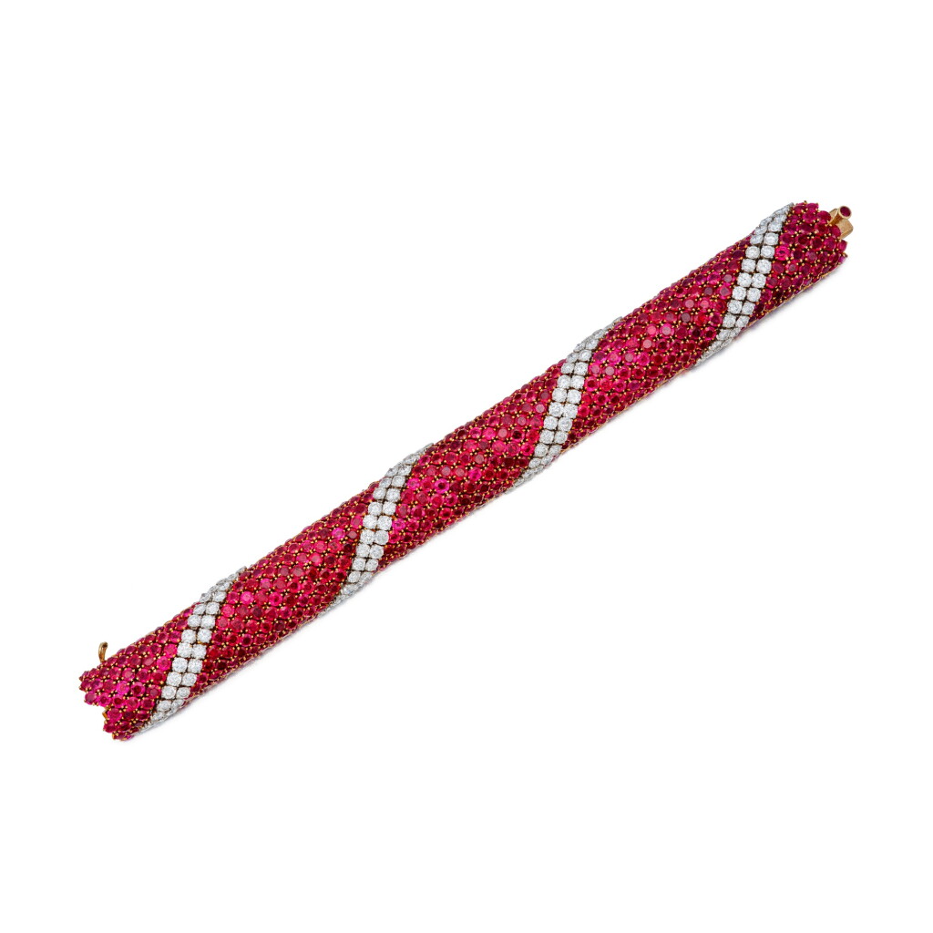 View full screen - View 1 of Lot 203. A Ruby and Diamond 'Pélouse' Bracelet.
