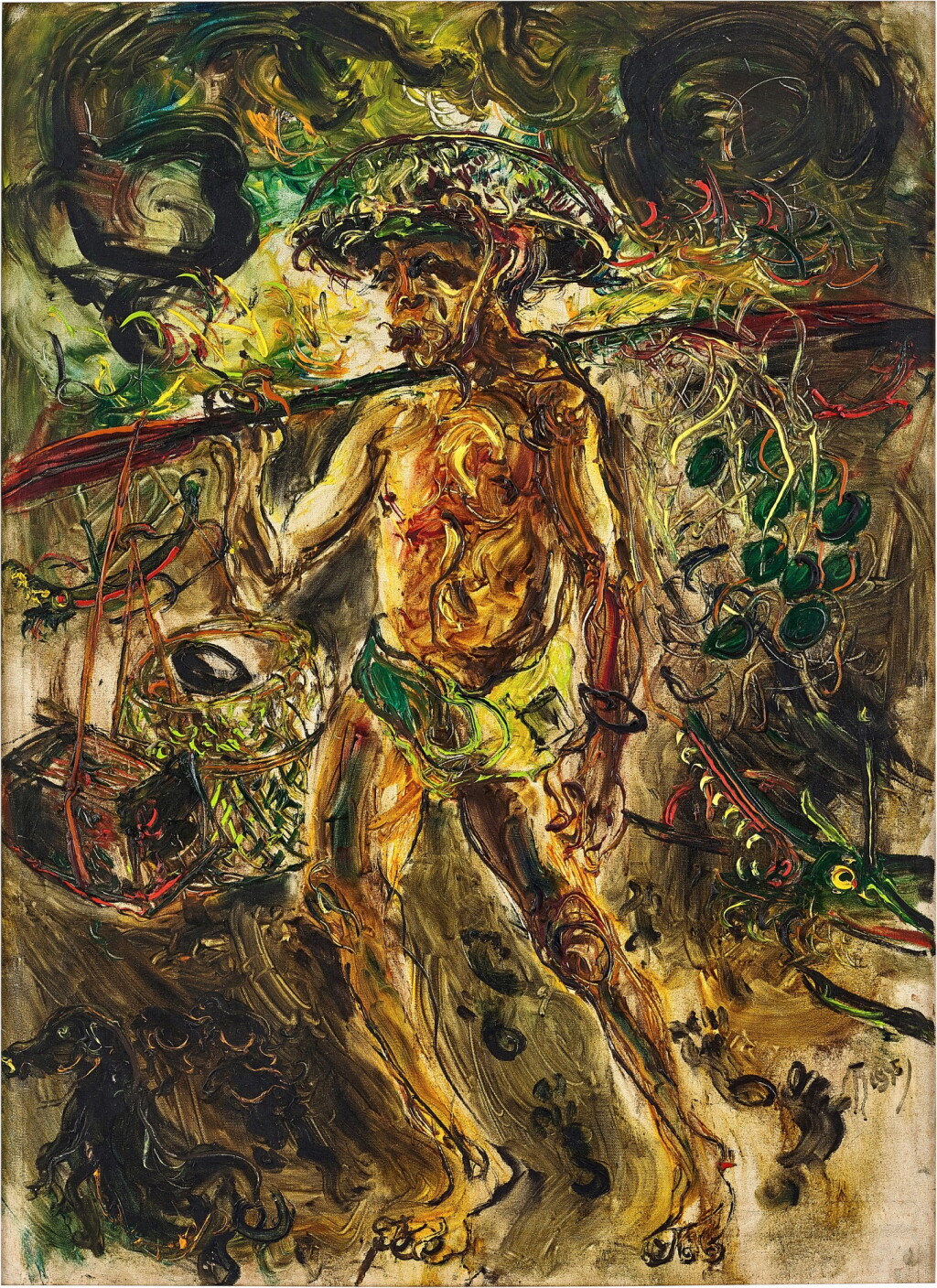 View full screen - View 1 of Lot 1032. Affandi 阿凡迪 | The Fisherman 漁夫.