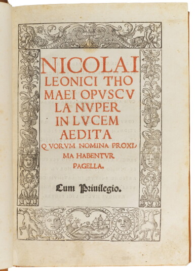 View full screen - View 1 of Lot 140. Leonico Tomeo, Opuscula, Venice, 1525, modern calf.