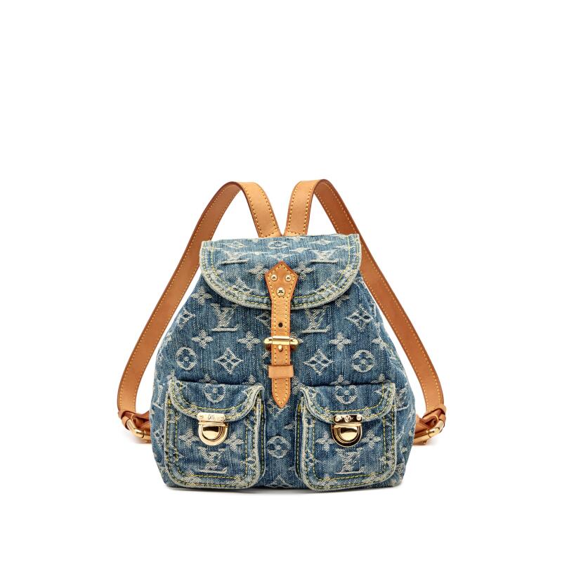Blue Denim Monogram Sac A Dos PM Backpack Gold Hardware, 2006
