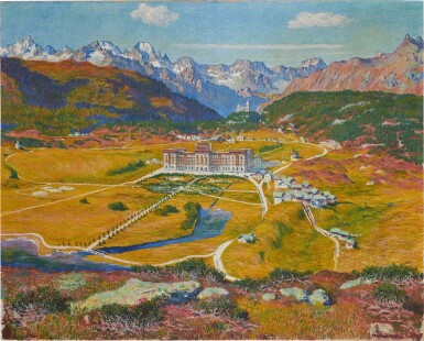 View full screen - View 1 of Lot 22. Vista su Maloggia con l’albergo Palace, 1899.