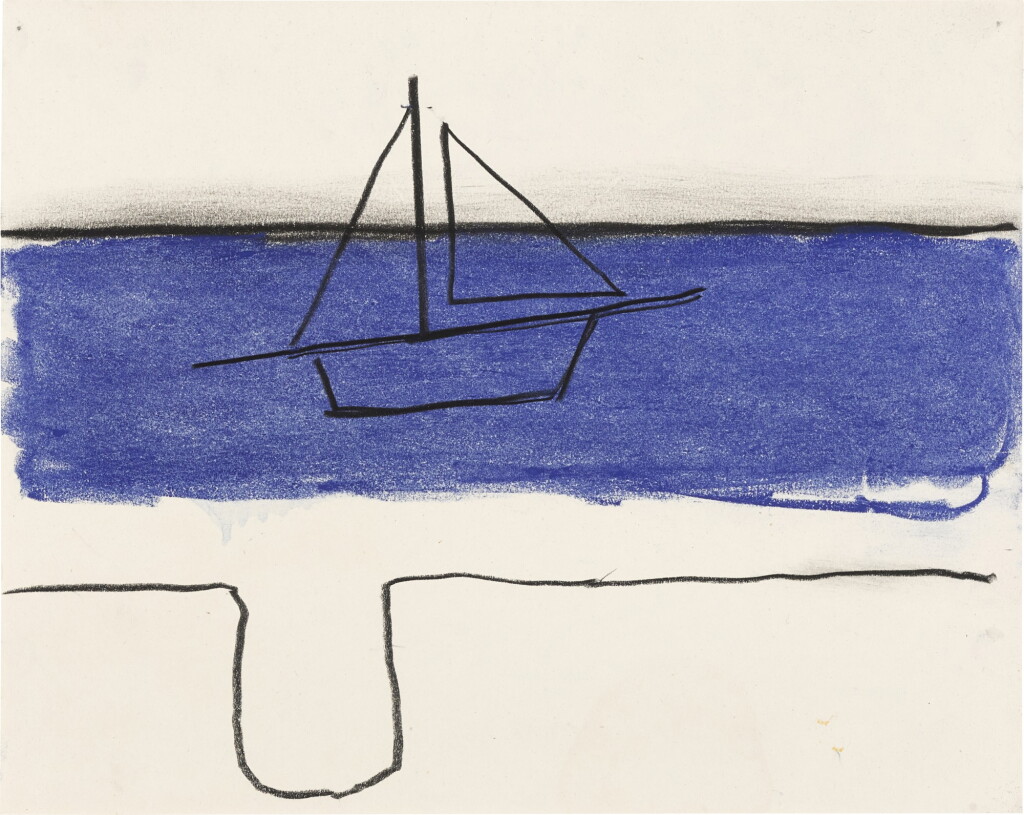 View full screen - View 1 of Lot 91. ROGER HILTON | SAILING BOAT AT ST IVES.