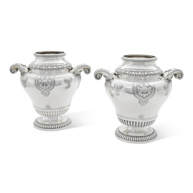 View full screen - View 1 of Lot 319. A Pair of French Silver Wine Coolers, Gustave Keller, Paris, Early 20th Century.