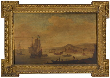 View full screen - View 1 of Lot 232. FOLLOWER OF WILLEM VAN DIEST | Shipping off the port of Algiers, with a man-of-war .